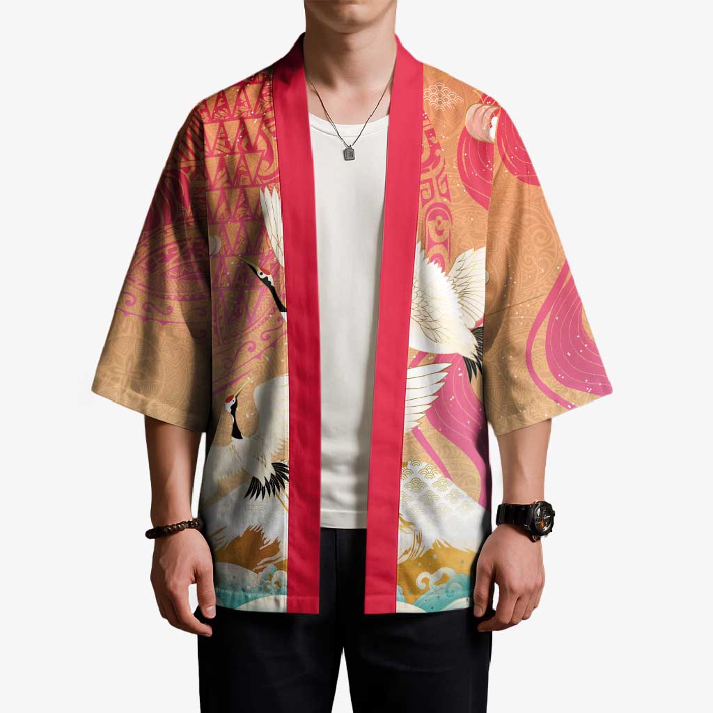 Hawaiian and Japanese Culture Together Kimono Kakau Art Tattoo with Cranes and Sakura Spring Vibe LT03 - Polynesian Pride