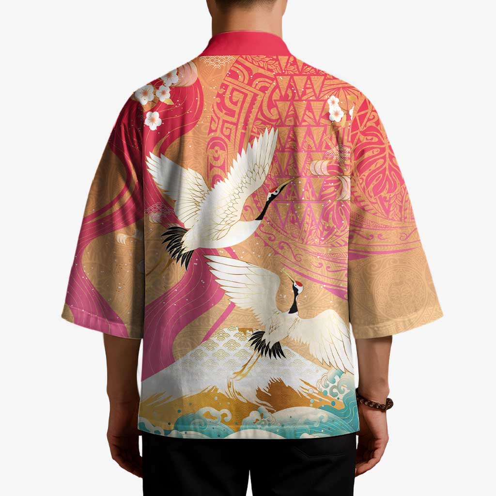Hawaiian and Japanese Culture Together Kimono Kakau Art Tattoo with Cranes and Sakura Spring Vibe LT03 - Polynesian Pride