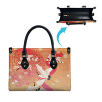Hawaiian and Japanese Culture Together Leather Bag Kakau Art Tattoo with Cranes and Sakura Spring Vibe LT03 - Polynesian Pride