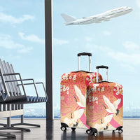 Hawaiian and Japanese Culture Together Luggage Cover Kakau Art Tattoo with Cranes and Sakura Spring Vibe LT03 - Polynesian Pride