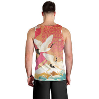 Hawaiian and Japanese Culture Together Men Tank Top Kakau Art Tattoo with Cranes and Sakura Spring Vibe LT03 - Polynesian Pride