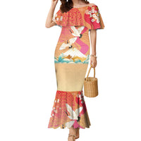 Hawaiian and Japanese Culture Together Mermaid Dress Kakau Art Tattoo with Cranes and Sakura Spring Vibe LT03 Women Multicolor - Polynesian Pride