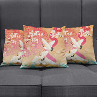 Hawaiian and Japanese Culture Together Pillow Cover Kakau Art Tattoo with Cranes and Sakura Spring Vibe LT03 - Polynesian Pride