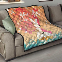 Hawaiian and Japanese Culture Together Quilt Kakau Art Tattoo with Cranes and Sakura Spring Vibe LT03 - Polynesian Pride