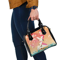 Hawaiian and Japanese Culture Together Shoulder Handbag Kakau Art Tattoo with Cranes and Sakura Spring Vibe LT03 - Polynesian Pride
