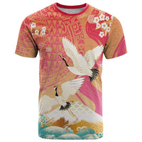 Hawaiian and Japanese Culture Together T Shirt Kakau Art Tattoo with Cranes and Sakura Spring Vibe LT03 Multicolor - Polynesian Pride
