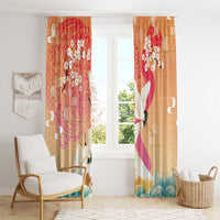 Hawaiian and Japanese Culture Together Window Curtain Kakau Art Tattoo with Cranes and Sakura Spring Vibe LT03 - Polynesian Pride