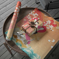 Hawaiian and Japanese Culture Together Wrapping Paper Kakau Art Tattoo with Cranes and Sakura Spring Vibe LT03 - Polynesian Pride