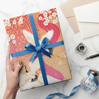 Hawaiian and Japanese Culture Together Wrapping Paper Kakau Art Tattoo with Cranes and Sakura Spring Vibe LT03 - Polynesian Pride