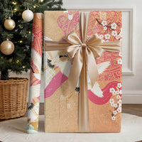 Hawaiian and Japanese Culture Together Wrapping Paper Kakau Art Tattoo with Cranes and Sakura Spring Vibe LT03 - Polynesian Pride