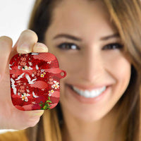 Hawaiian and Japanese Culture Together AirPods Case Red Ohia Lehua Plumeria and Sakura Blooming LT03 - Polynesian Pride