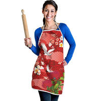 Hawaiian and Japanese Culture Together Apron Red Ohia Lehua Plumeria and Sakura Blooming LT03 - Polynesian Pride