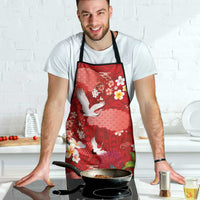 Hawaiian and Japanese Culture Together Apron Red Ohia Lehua Plumeria and Sakura Blooming LT03 - Polynesian Pride