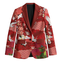 Hawaiian and Japanese Culture Together Blazer Red Ohia Lehua Plumeria and Sakura Blooming LT03 Unisex Red - Polynesian Pride