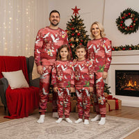 Hawaiian and Japanese Culture Together Christmas Pajama Set Red Ohia Lehua Plumeria and Sakura Blooming LT03 - Polynesian Pride