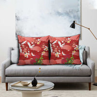 Hawaiian and Japanese Culture Together Pillow Cover Red Ohia Lehua Plumeria and Sakura Blooming LT03 - Polynesian Pride