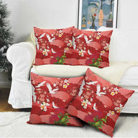 Hawaiian and Japanese Culture Together Pillow Cover Red Ohia Lehua Plumeria and Sakura Blooming LT03 - Polynesian Pride