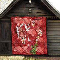 Hawaiian and Japanese Culture Together Quilt Red Ohia Lehua Plumeria and Sakura Blooming LT03 - Polynesian Pride