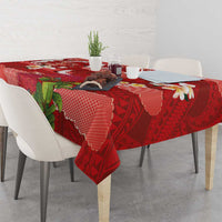 Hawaiian and Japanese Culture Together Tablecloth Red Ohia Lehua Plumeria and Sakura Blooming LT03 - Polynesian Pride