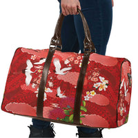Hawaiian and Japanese Culture Together Travel Bag Red Ohia Lehua Plumeria and Sakura Blooming LT03 - Polynesian Pride