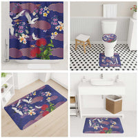 Hawaiian and Japanese Culture Together Bathroom Set Blue Ohia Lehua Plumeria and Sakura Blooming LT03 - Polynesian Pride