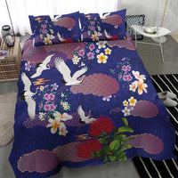 Hawaiian and Japanese Culture Together Bedding Set Blue Ohia Lehua Plumeria and Sakura Blooming LT03 - Polynesian Pride