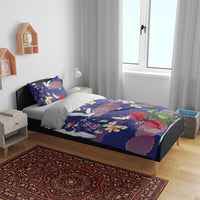 Hawaiian and Japanese Culture Together Bedding Set Blue Ohia Lehua Plumeria and Sakura Blooming LT03 - Polynesian Pride