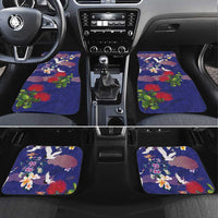 Hawaiian and Japanese Culture Together Car Mats Blue Ohia Lehua Plumeria and Sakura Blooming LT03 Set 4pcs Blue - Polynesian Pride