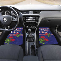 Hawaiian and Japanese Culture Together Car Mats Blue Ohia Lehua Plumeria and Sakura Blooming LT03 Set 2pcs - Front Blue - Polynesian Pride