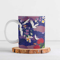 Hawaiian and Japanese Culture Together Ceramic Mug Blue Ohia Lehua Plumeria and Sakura Blooming LT03 Blue - Polynesian Pride