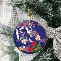 Hawaiian and Japanese Culture Together Ceramic Ornament Blue Ohia Lehua Plumeria and Sakura Blooming LT03 - Polynesian Pride
