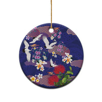 Hawaiian and Japanese Culture Together Ceramic Ornament Blue Ohia Lehua Plumeria and Sakura Blooming LT03 - Polynesian Pride