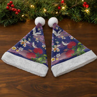 Hawaiian and Japanese Culture Together Christmas Santa Hat Blue Ohia Lehua Plumeria and Sakura Blooming LT03 - Polynesian Pride