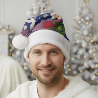 Hawaiian and Japanese Culture Together Christmas Santa Hat Blue Ohia Lehua Plumeria and Sakura Blooming LT03 - Polynesian Pride
