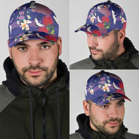 Hawaiian and Japanese Culture Together Classic Cap Blue Ohia Lehua Plumeria and Sakura Blooming LT03 - Polynesian Pride