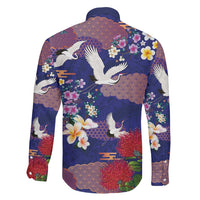 Hawaiian and Japanese Culture Together Family Matching Summer Maxi Dress and Hawaiian Shirt Blue Ohia Lehua Plumeria and Sakura Blooming LT03 - Polynesian Pride