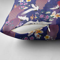 Hawaiian and Japanese Culture Together Pillow Cover Blue Ohia Lehua Plumeria and Sakura Blooming LT03 - Polynesian Pride