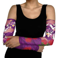 Hawaiian and Japanese Culture Together Arm Sleeves Purple Ohia Lehua Plumeria and Sakura Blooming LT03 - Polynesian Pride