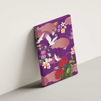 Hawaiian and Japanese Culture Together Canvas Wall Art Purple Ohia Lehua Plumeria and Sakura Blooming LT03 - Polynesian Pride