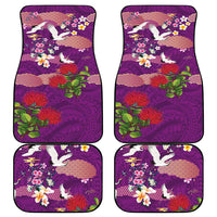 Hawaiian and Japanese Culture Together Car Mats Purple Ohia Lehua Plumeria and Sakura Blooming LT03 - Polynesian Pride