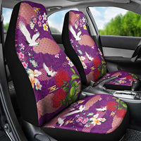 Hawaiian and Japanese Culture Together Car Seat Cover Purple Ohia Lehua Plumeria and Sakura Blooming LT03 - Polynesian Pride