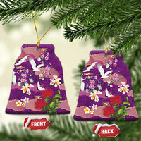 Hawaiian and Japanese Culture Together Ceramic Ornament Purple Ohia Lehua Plumeria and Sakura Blooming LT03 Bell Flake Purple - Polynesian Pride
