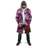 Hawaiian and Japanese Culture Together Cloak Purple Ohia Lehua Plumeria and Sakura Blooming LT03 - Polynesian Pride
