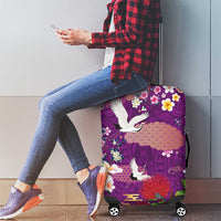 Hawaiian and Japanese Culture Together Luggage Cover Purple Ohia Lehua Plumeria and Sakura Blooming LT03 - Polynesian Pride