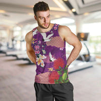 Hawaiian and Japanese Culture Together Men Tank Top Purple Ohia Lehua Plumeria and Sakura Blooming LT03 Purple - Polynesian Pride
