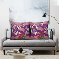 Hawaiian and Japanese Culture Together Pillow Cover Purple Ohia Lehua Plumeria and Sakura Blooming LT03 - Polynesian Pride