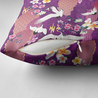Hawaiian and Japanese Culture Together Pillow Cover Purple Ohia Lehua Plumeria and Sakura Blooming LT03 - Polynesian Pride