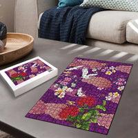 Hawaiian and Japanese Culture Together Puzzle Purple Ohia Lehua Plumeria and Sakura Blooming LT03 - Polynesian Pride