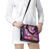 Hawaiian and Japanese Culture Together Shoulder Handbag Purple Ohia Lehua Plumeria and Sakura Blooming LT03 - Polynesian Pride