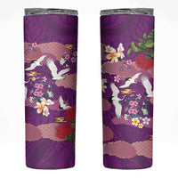 Hawaiian and Japanese Culture Together Skinny Tumbler Purple Ohia Lehua Plumeria and Sakura Blooming LT03 Purple - Polynesian Pride